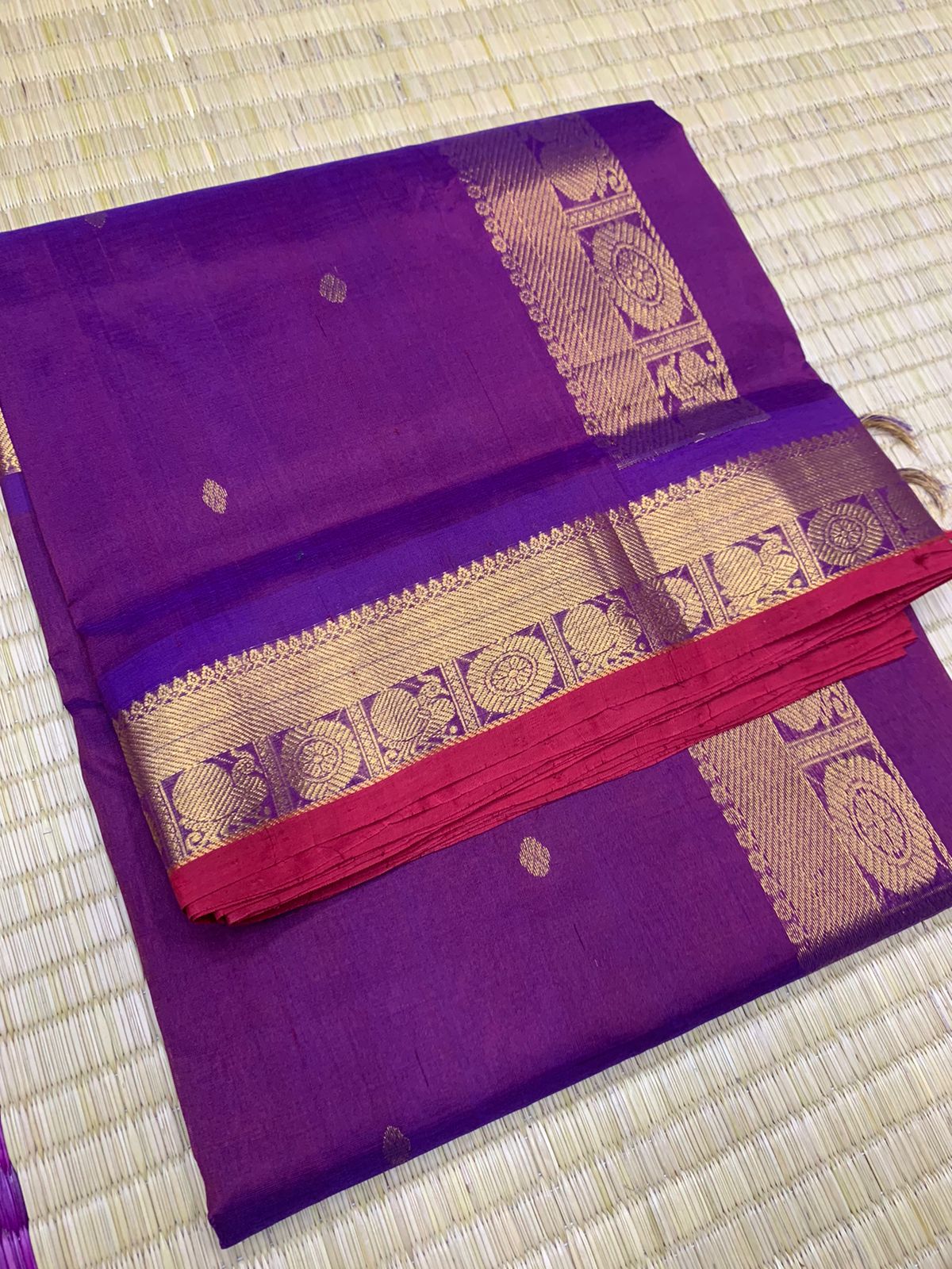 handloom silk cotton Saree with purple saree
