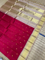 kanjivaram soft silk saree with double warp one gram gold maroon with gray