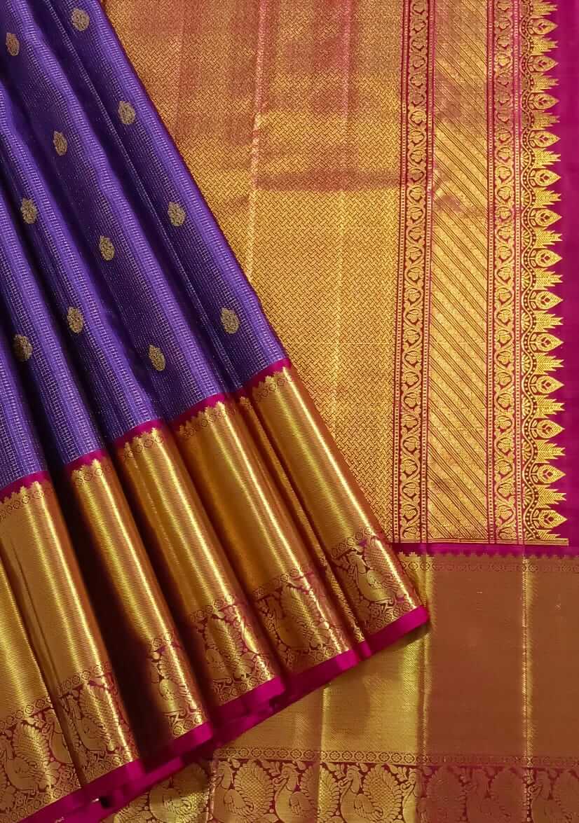 kanjivaram silk saree bridal silk saree in purple with pink