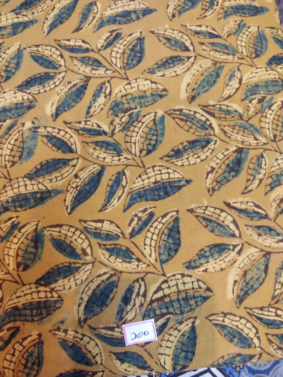 Natural vegetable dye Ajrak cotton material In yellow