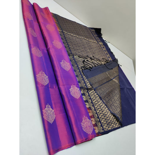 Kanjivaram pure silk saree in purple color