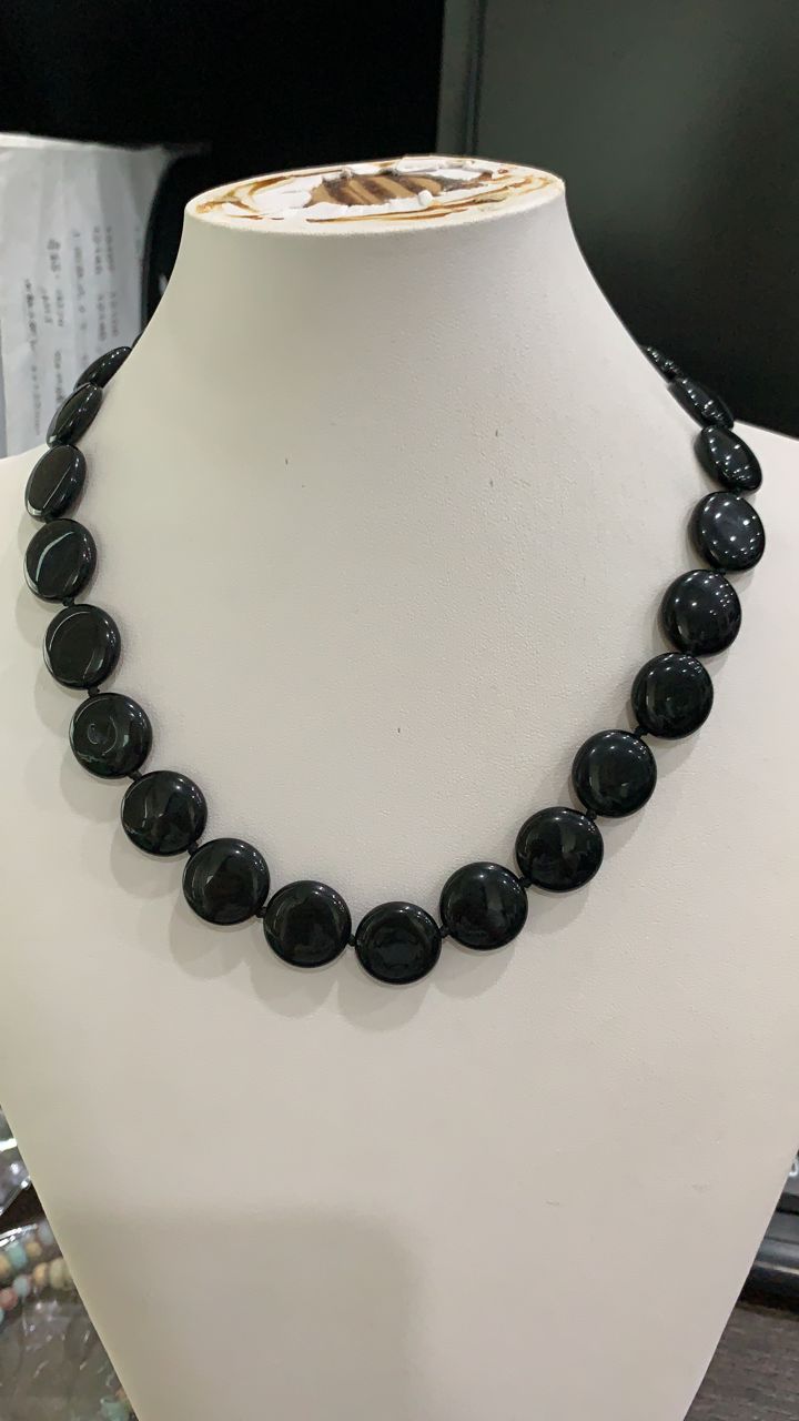 Jewellery Natural Stone Beads granite jewelry in button beads deep black
