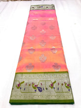 Venkatagiri handloom silk Saree in double tone coffee with pink color paithoni border