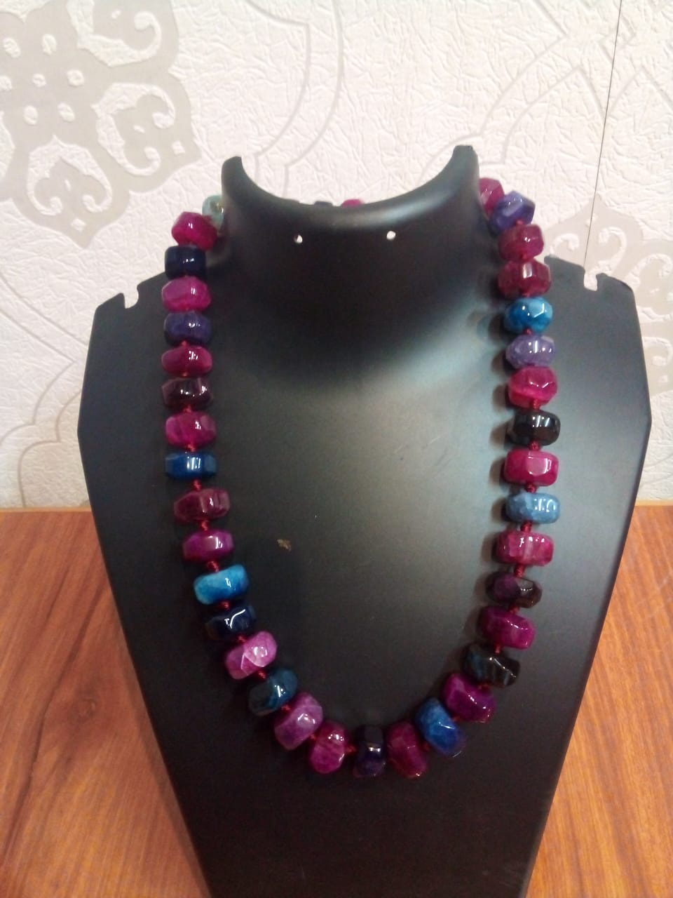 Jewellery pastal color multiple colors natural Stone necklace granite big stone statement jewellery