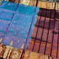 Mangalgiri silk Saree or Mangalagiri pure Pattu Saree blue with navy border
