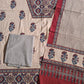 Ajrak suit three pieces cotton material in cream and red and black combo 2 traditional block and authentic