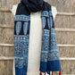 Ajrakh natural dyed pure cotton kantha stitch stole 2.1 metres