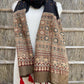 Ajrakh natural dyed pure cotton kantha stitch stole 2.1 metres