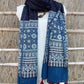 Ajrakh natural dyed pure cotton kantha stitch stole 2.1 metres in light blue