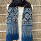 Ajrakh natural dyed pure cotton kantha stitch stole 2.1 metres in blue