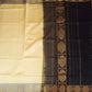 Silk cotton handloom Saree in black with cream